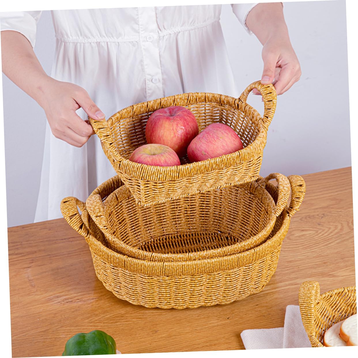 Bread Baskets for Kitchen Handwoven Basket Fruit Plate for Dried Fruit