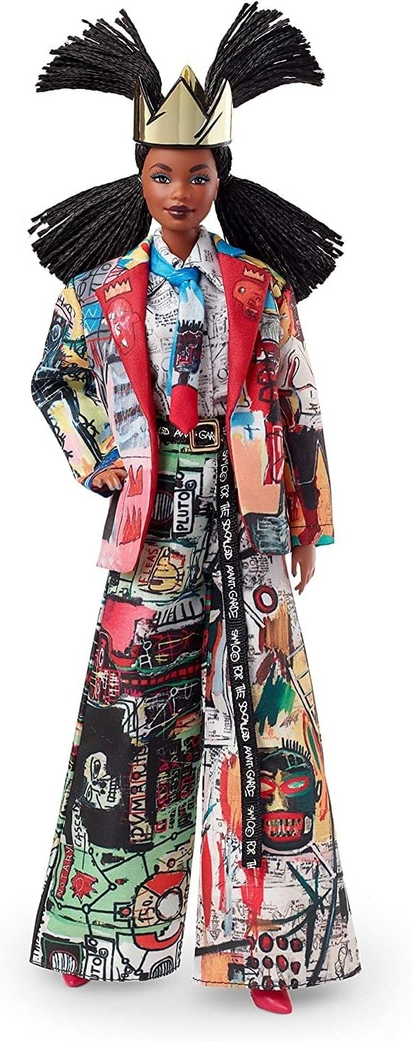 Barbie Collector Jean-Michel Basquiat X Doll with Braids and Crown, Wearing Art-Inspired Suit and Accessories, with Doll Stand and Certificate of Authenticity