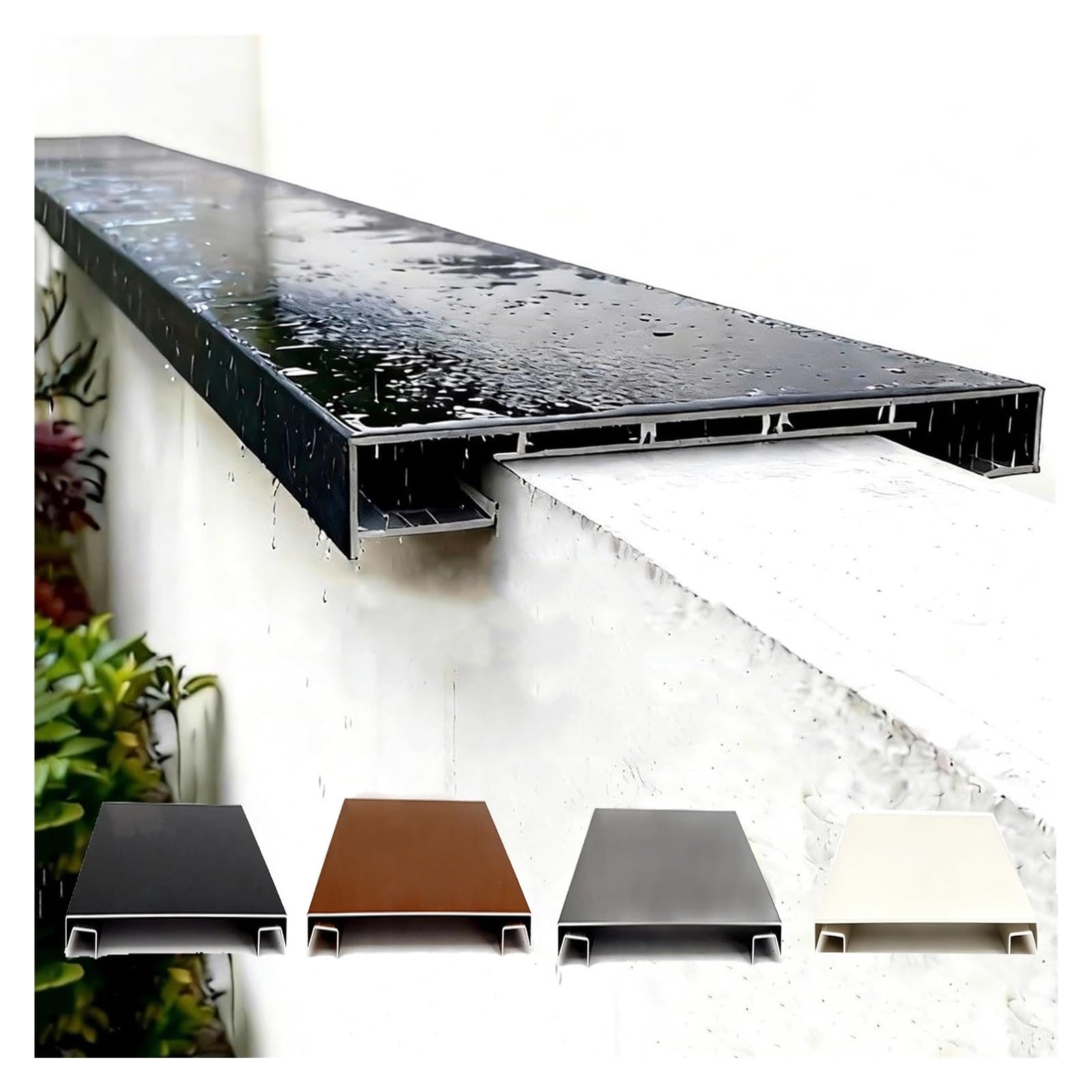 Cubremuros Vierteaguas para Muro Contención | Canal LED integrado, para muros de 13-30cm, montaje con tornillo oculto, borde antigoteo, kit incluido.