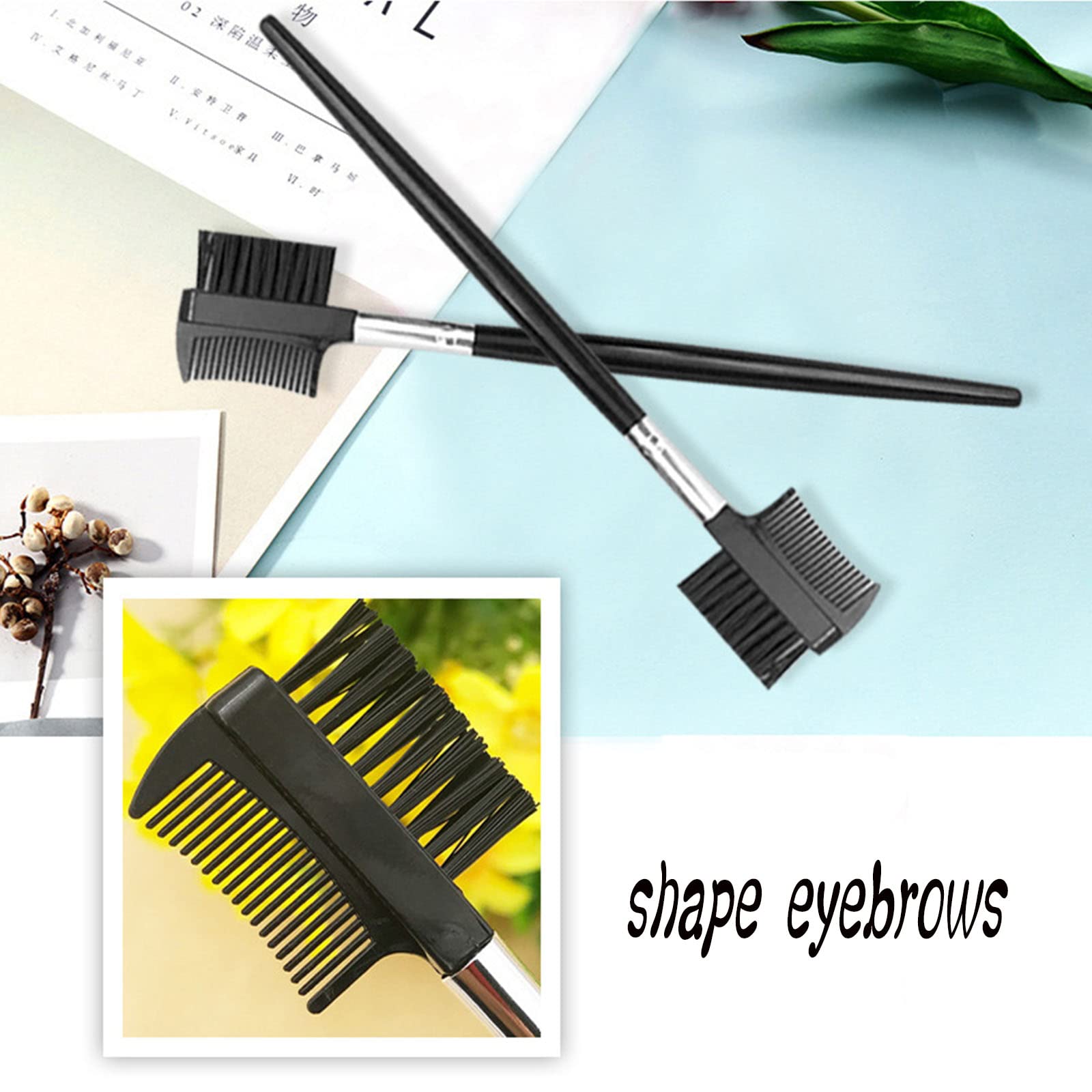 brosse cils,brosse a cils,peigne cils,brosse a sourcils,peigne à cils,Peigne à Cils Brosse à Sourcils, pour Cils et Sourcils Pinceau à Sourcil Femme Outil de Maquillage(noir)