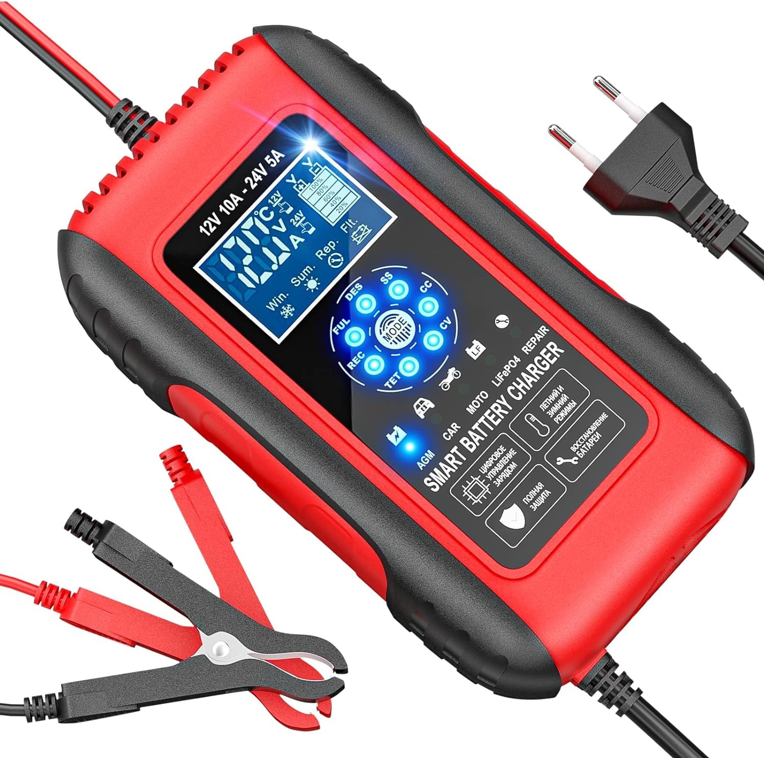 Caricabatterie E Manutentore Per Batterie 6V/12V 1.5A – Automatico, Antipolvere, Per Moto, Auto, Camion E Barche