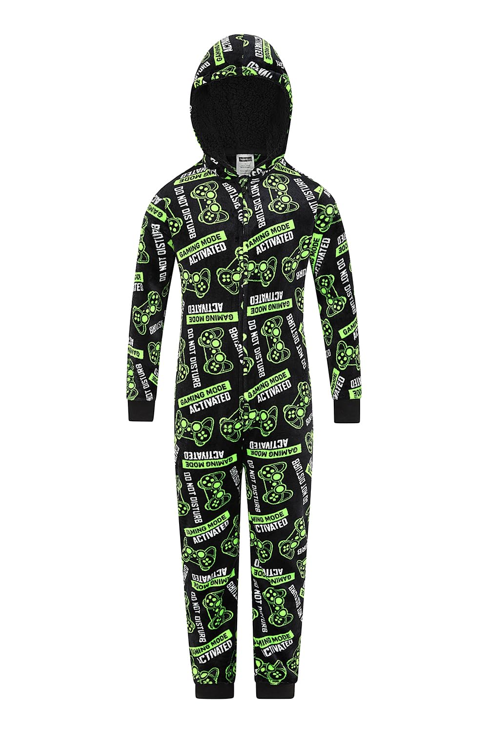 ThePyjamaFactory Boys Do Not Disturb Gaming Mode Activated Fleece Gaming Sleepsuit (13-14 Years) Black