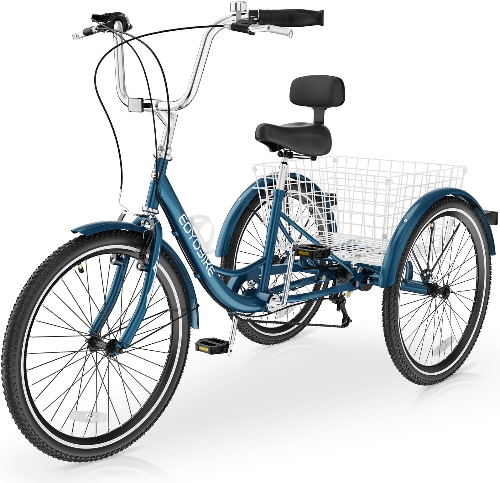 Slsy Adult Tricycle 7 Speed, 20/24/26 Inch Step-Through 3 Wheel Bike for Adults with Large Shopping Basket, 350 lb Capacity Adult Trike for Seniors, Women and Men