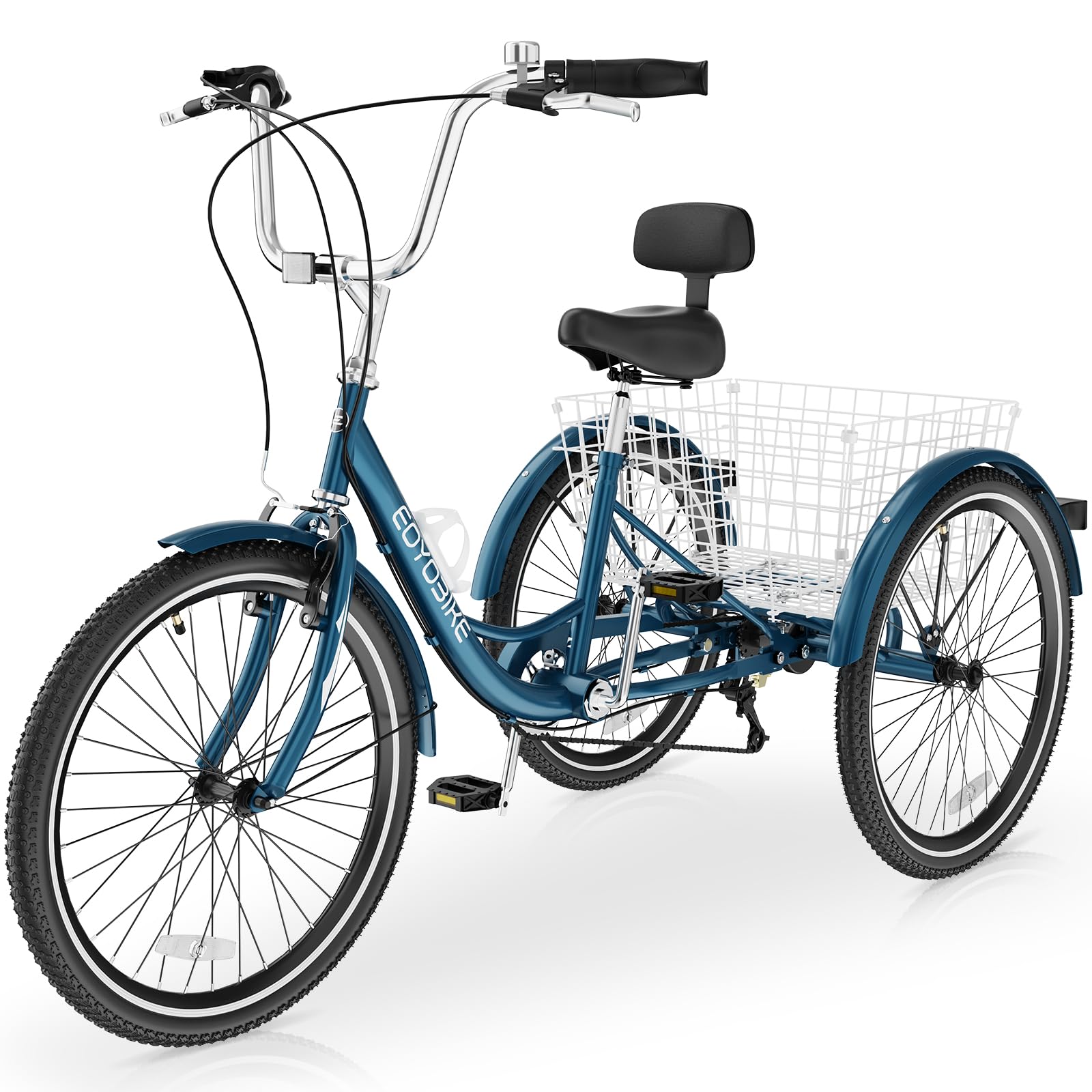 Slsy Adult Tricycles 7 Speed, Adult Trikes 20/24/26 inch 3 Wheel Bikes, Three-Wheeled Bicycles Cruise Trike with Shopping Basket for Seniors, Women, Men