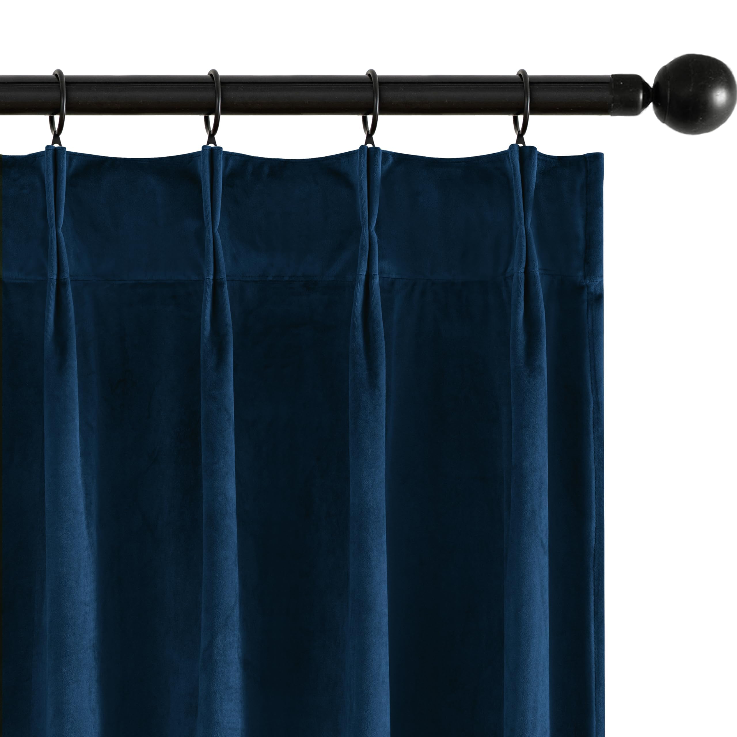 MIULEE Velvet Pinch Pleated Blackout Navy Blue Curtains 40x108 Inches
