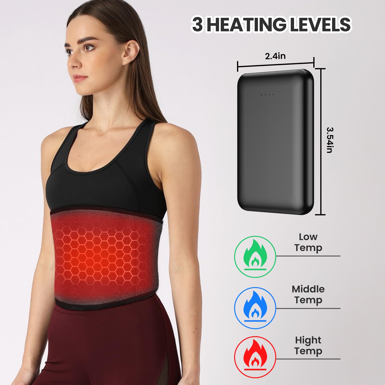 Arlierss Grafene Termoforo Elettrico con Batteria da 5000mAh, Termoforo Lombare con 3 Livelli di Temperatura, Cuscino Termico Elettrico con Spegnimento Automatico per Schiena, Pancia