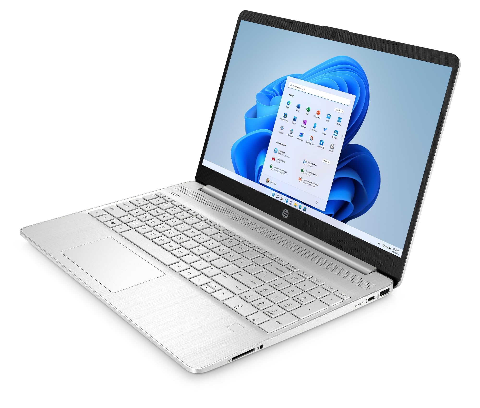 HP Laptop 15s-eq2018sl, Notebook, AMD Ryzen 7-5700U, RAM 16GB DDR4, SSD 512 GB, AMD Radeon Integrated, Display 15,6" FHD, Antiriflesso, Ultraslim, Wi-Fi, Lettore di Schede, Windows 11 Plus, Argento