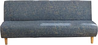 Armless Sofa Bed Cover Spandex Stretch Print Futon Slipcover Non-slip Folding Armless Sofa Cover Seat Couch Protector Fits for 2-3 Seater Folding Sofa Bed without Armrests, 180-210cm (Printed 12)