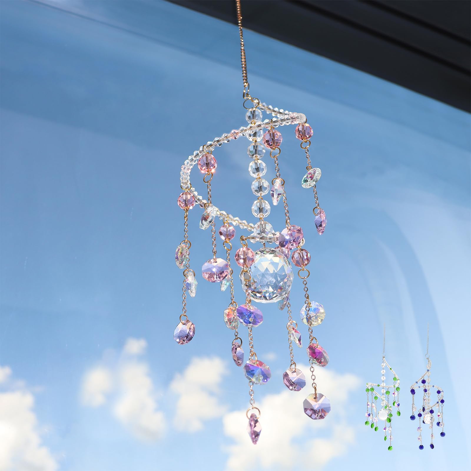 Zosutetoxo Crystal Suncatcher, Capteur de Soleil en Cristal avec Cristaux de Suncatcher & Prisme, Décoration de Fenêtre Suspendue pour Capteur de Lumière à Suspendre - 3