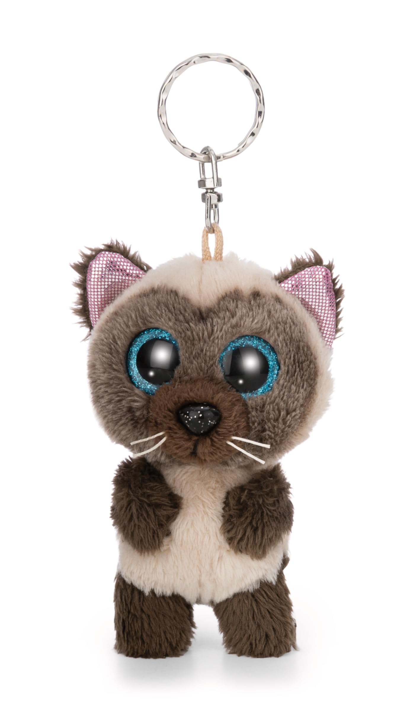 GLUBSCHIS 63020 - Llavero Gato siamés Selma de 9 cm, Beige, Fiel acompañante de Peluche para Mochila o Bolso, Llavero para Grandes y pequeños