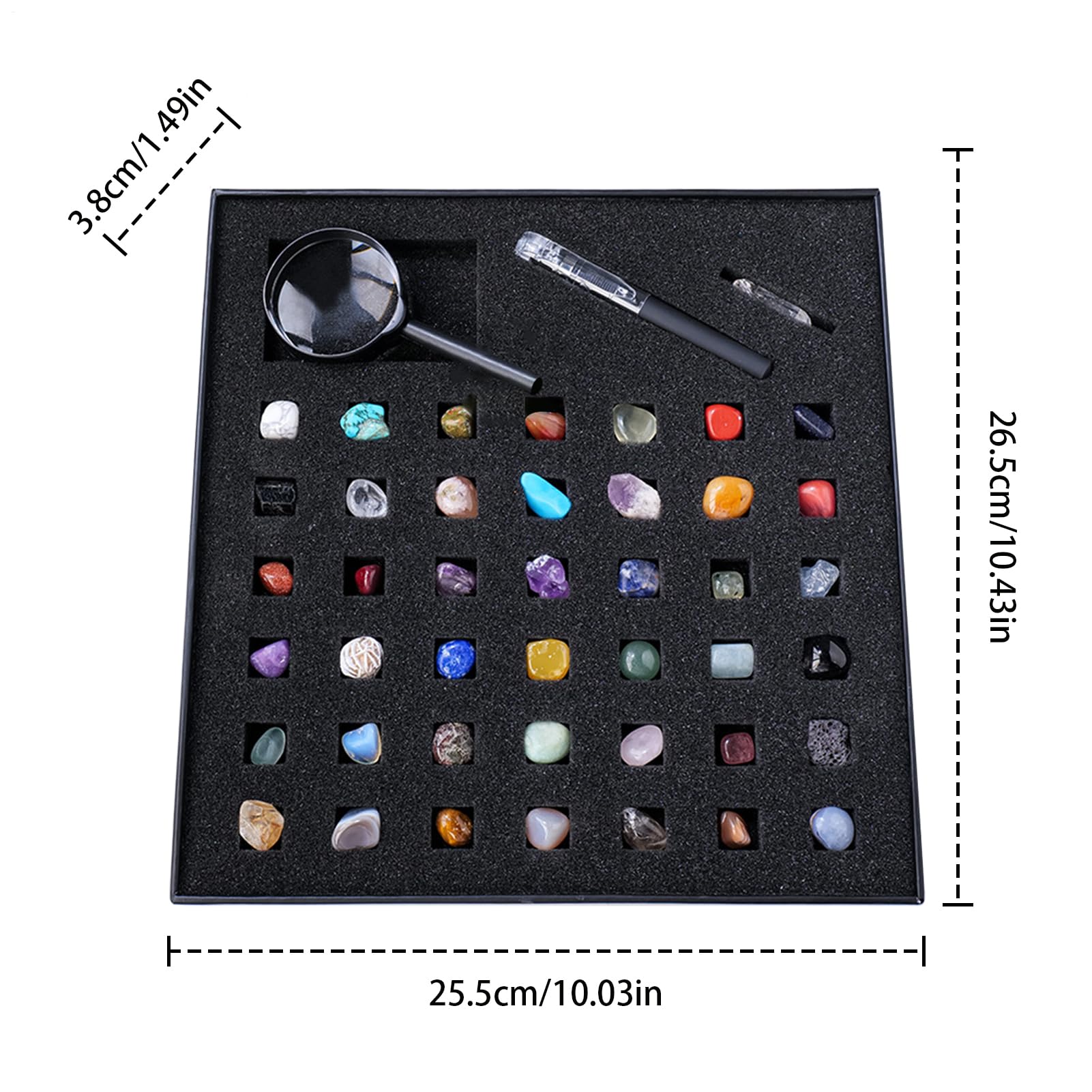 Collection Rock and Mineral - Kit de gemmes de géologie Aura Positive | Pierres précieuses largement répandues et Livre d'identification - Affichage - Collection Rock et minérale pour STEM Science