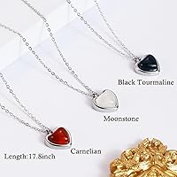 Vista 4 de SmileBelle Collar de corazón como regalo de Navidad, collar gótico de turmalina negra, collares de cornalina roja como colgante de cristal