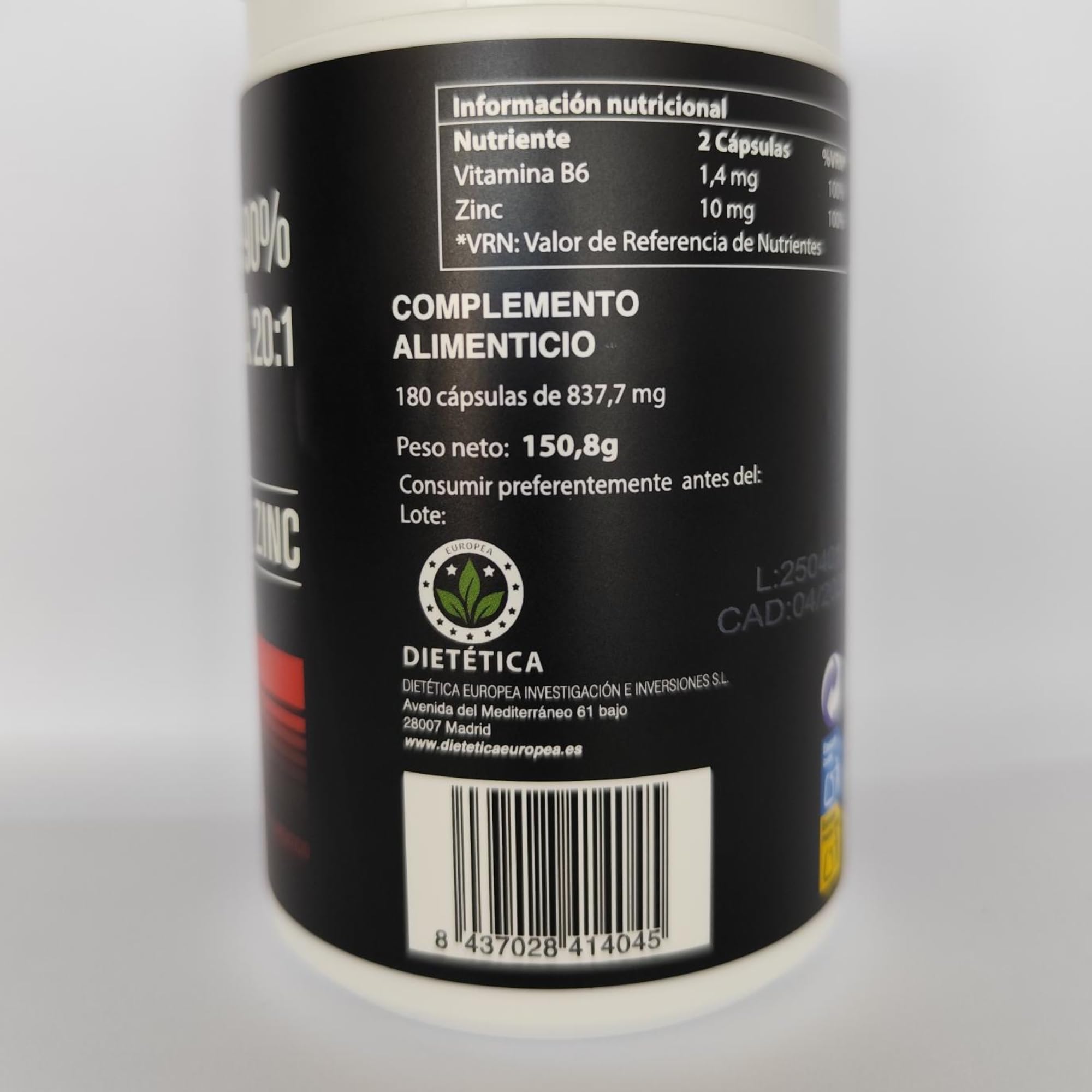 EUROPEA tribulus terrestris 180 Cáp - 90% tribulus maca testosterona - Con maca pura 20:1 Arginina B6 Zinc - Mejora la fuerza y resitencia - FABRICADO EN ESPAÑA
