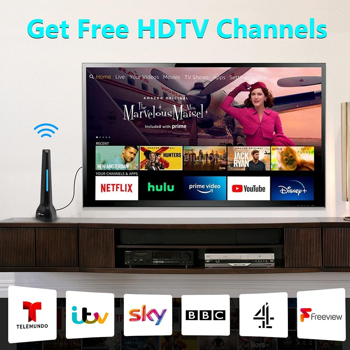 TV Antenna, 120 Miles Long Range HD Digital TV Antenna Support 4K 1080P Local TV Channels - for HD Smart TV Fire Stick and All Old TV's - 10ft Coax Cable image 8 of 8 B08LCSF136