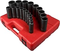 Vista 2 de SUNEX TOOLS 2820 Juego de impacto profundo SAE de 12 puntos con accionamiento de 1/2 pulgadas, 19 piezas