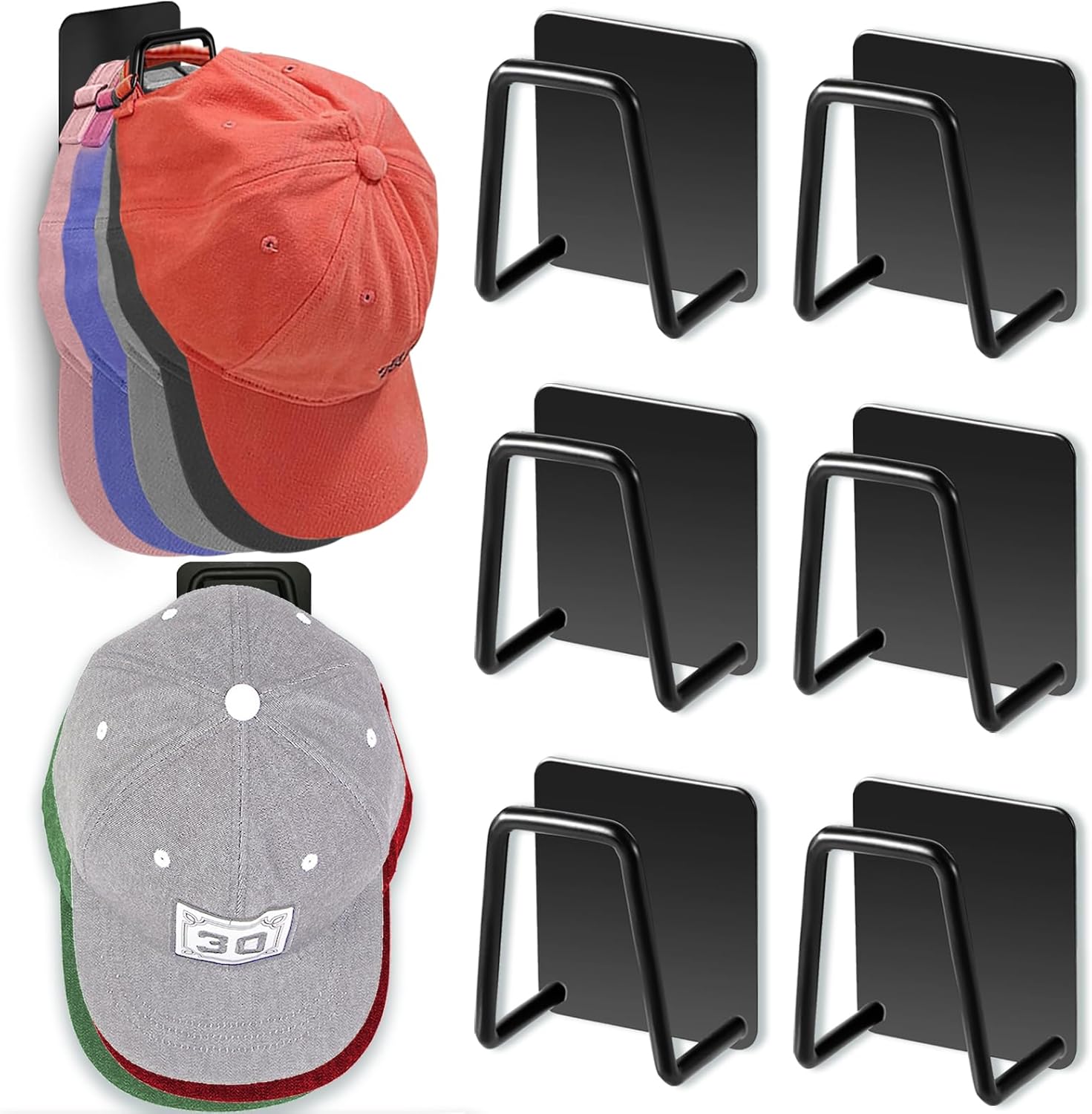 Hat Rack for Wall Hat Organizer (6Pack), Metal Hat Racks
