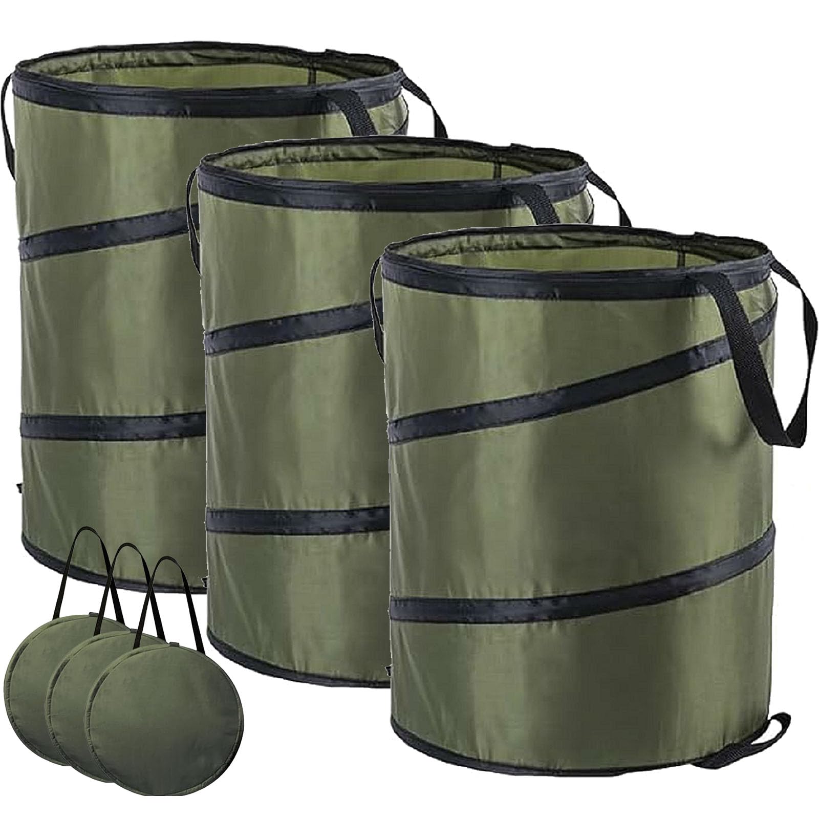 Garden Waste Bag,Oxford Cloth Collapsible Pop-up Large Heavy Duty Sack With Handles For Waste Rubbish Toys Leaves Storage, Reusable Durable Gardening Container for Lawn Care (Brown-37L-3Pcs)