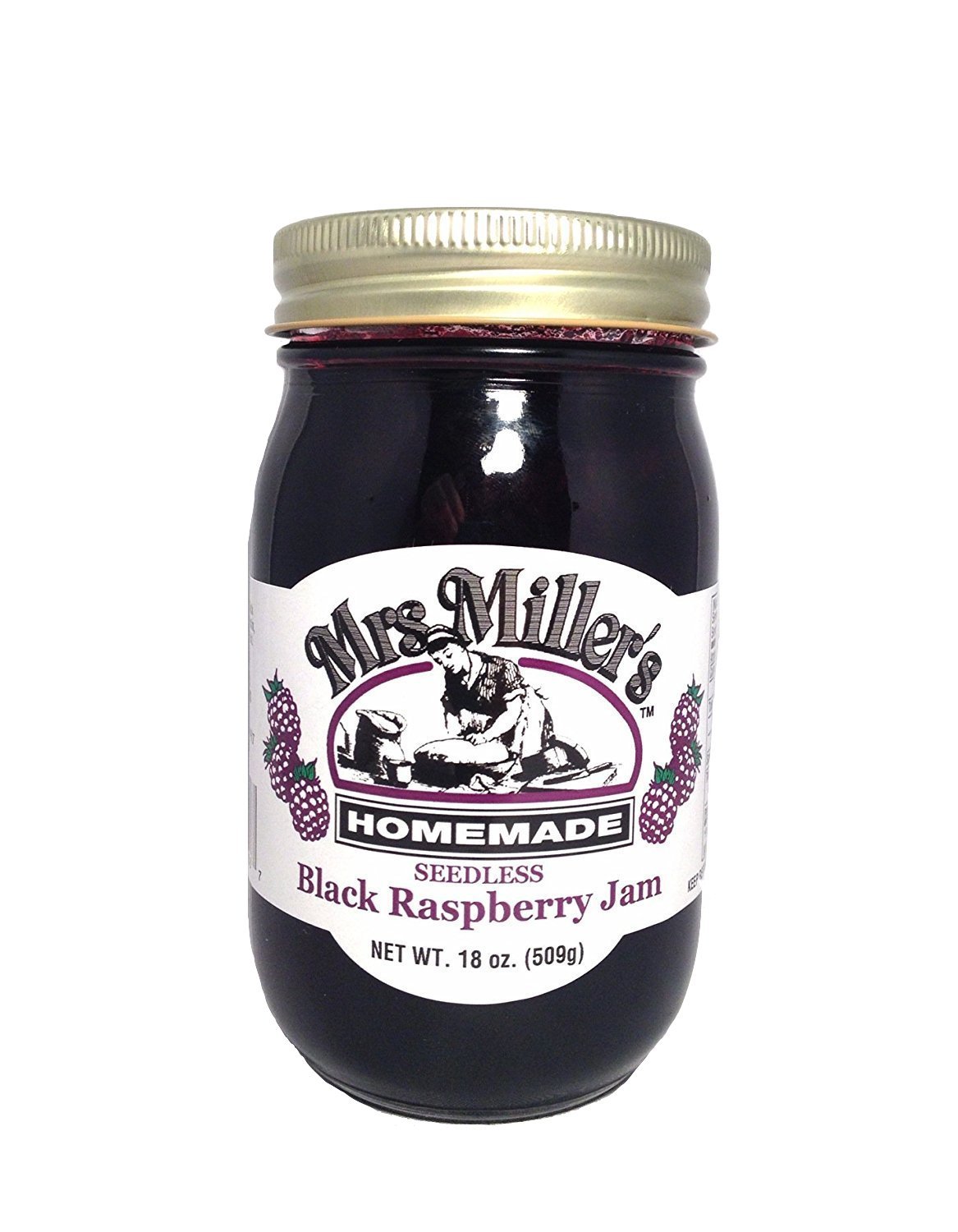 Mrs. Miller's HUGE 18 oz Seedless Black Raspberry Jam, Amish and Homemade!