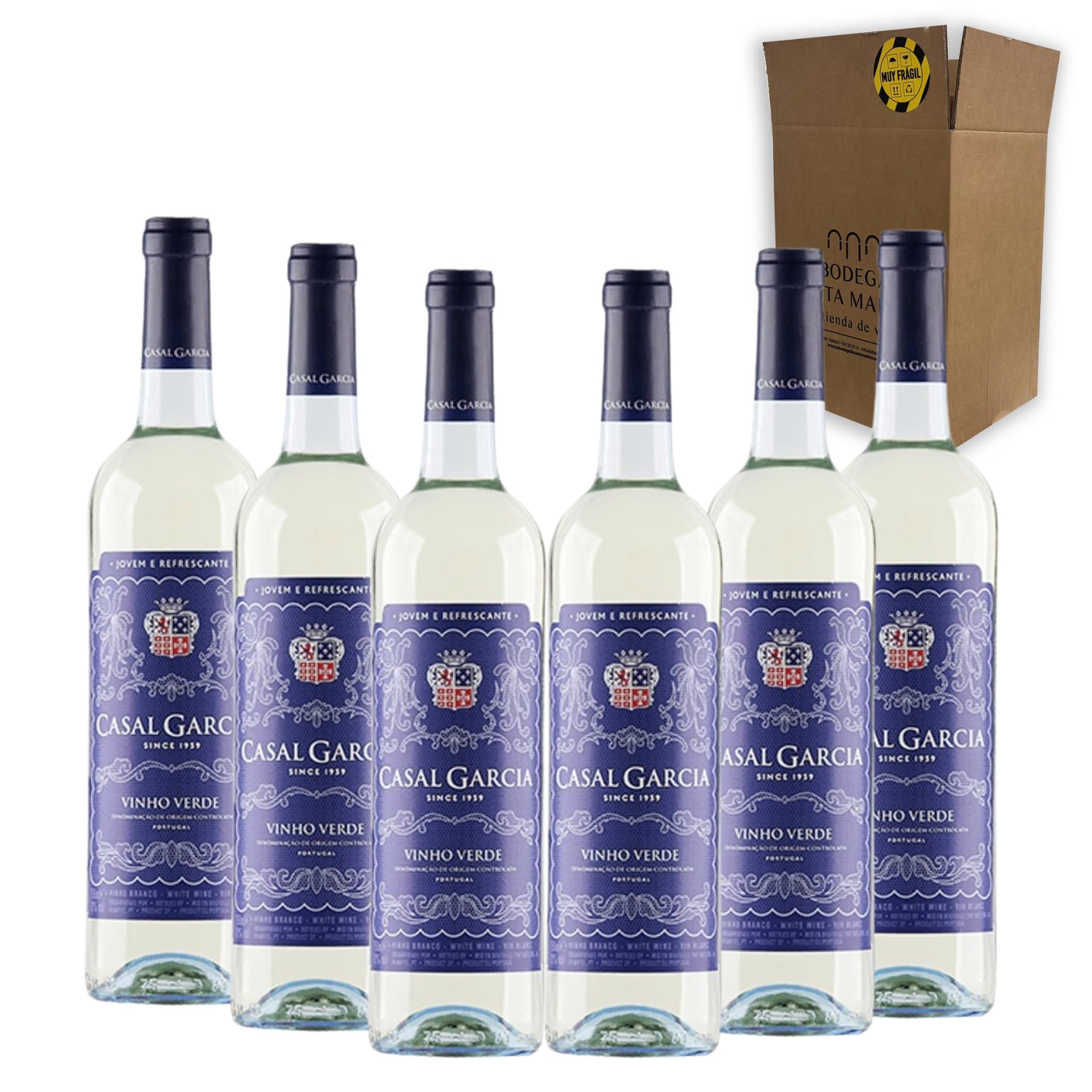 Casal García Vinho Verde - Ideal para Maridar con Pescados y Arroces - Pack 6 Botellas 75cl