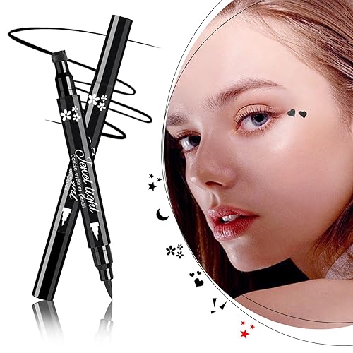 Miniatura 6 de Pinkiou 2 en 1 Lápiz delineador de ojos líquido de doble cabeza. Sello de gel súper delgado. Punta de fieltro, alto pigmento negro impermeable y a 4