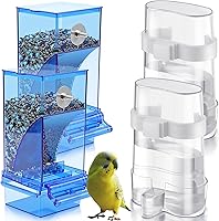 Vista 10 de Yaomiao 4 unidades de comederos para pájaros pequeños sin ensuciar, dispensador automático de agua para periquitos transparentes y accesorios
