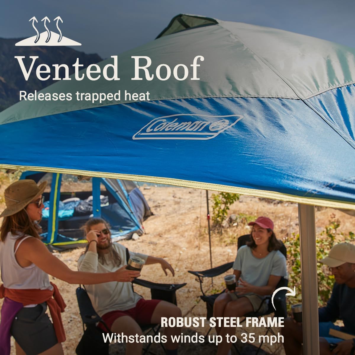 Coleman Oasis Instant Pop-Up Canopy Tent with Side Wall Attachment, Portable Shelter with Easy Setup & Takedown, Wheeled Carry Bag Included, 10x10/13x13ft Sizes