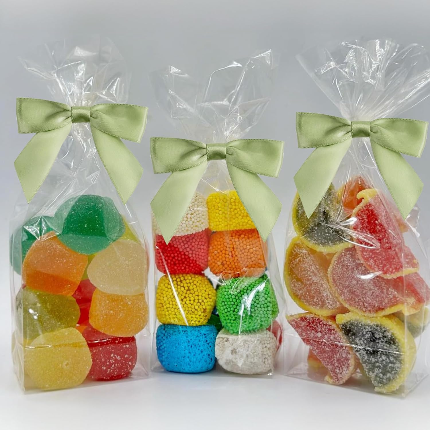 Anwyll 50pcs Twist Tie Bows, Sage Green Satin Ribbon Bows, 3.5'' Wedding Favors, Pre-Tied Green Gift Bows for Gift Treat Bag Present Craft Birthday Party Bridal Shower Halloween Thanksgiving - Image 6