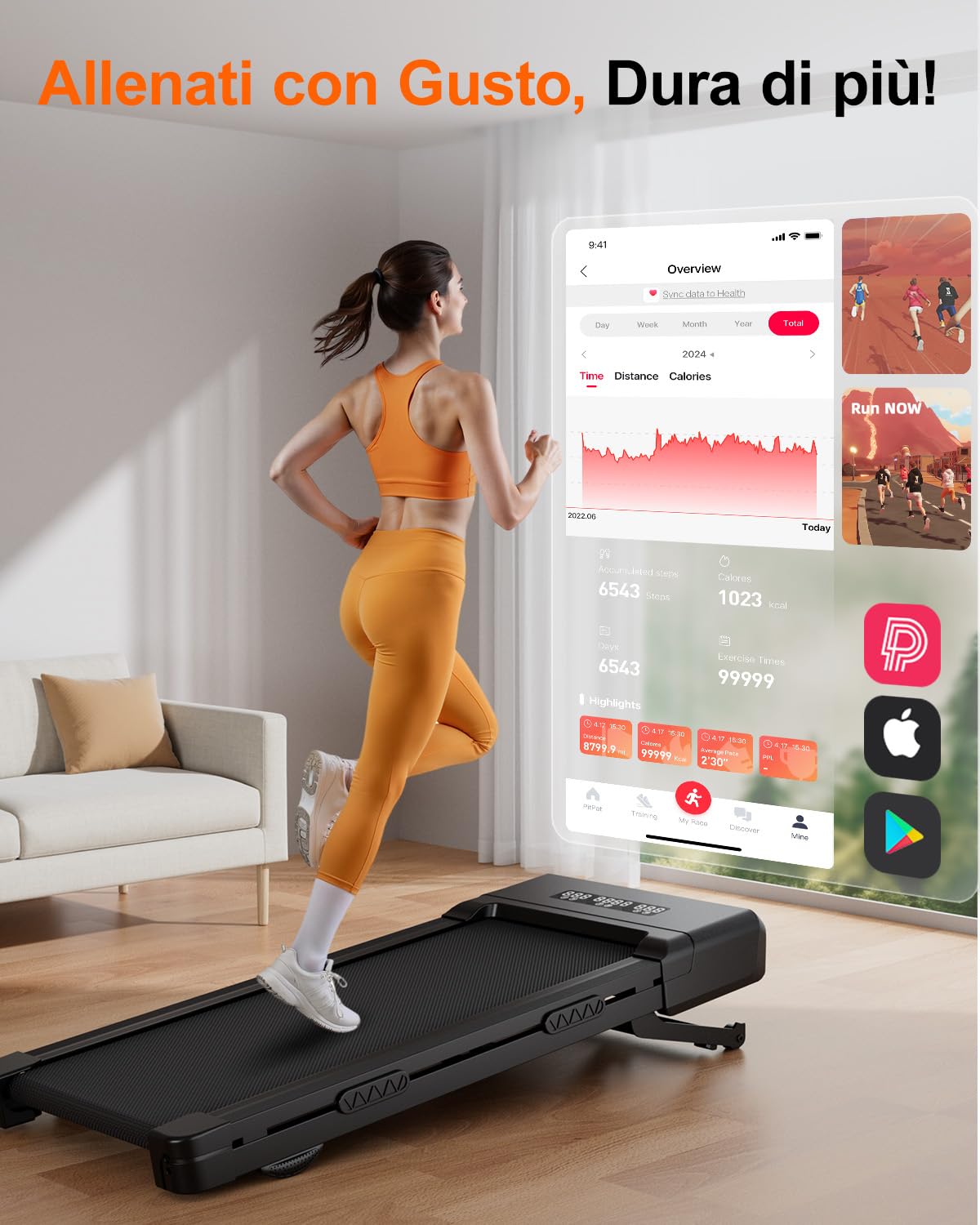 Superun Tapis Roulant Salvaspazio Pieghevole 1-6km/h con Inclinazione 9%,Tapirulan Elettrico Pieghevole 3,0 CV Mini Walking Pad Massima di 136 kg,Schermo LED, Telecomando, Controllo tramite APP