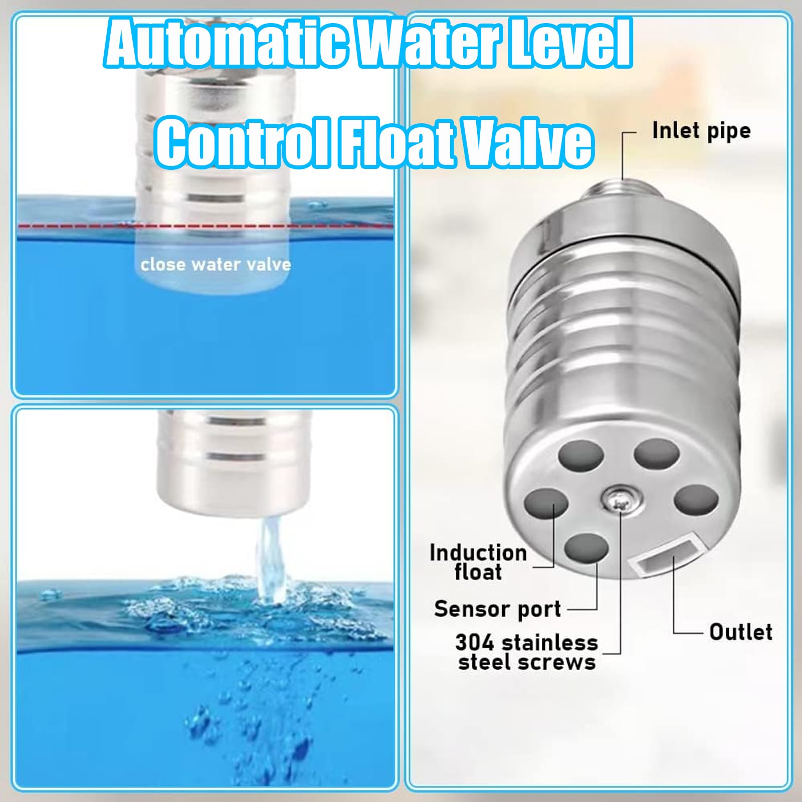 Generic 2PCS Upgrade Water Float Valve, 2024 New 304 Stainless Steel Float Valve, 3/4