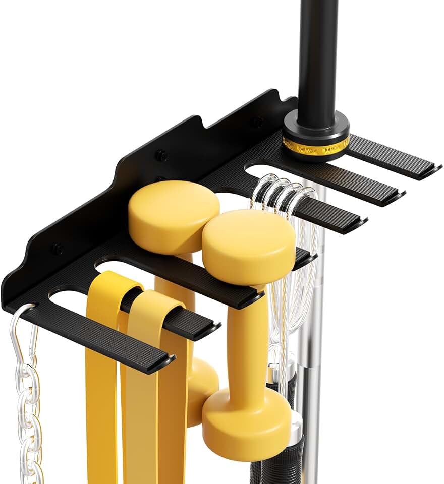 JNIHEEP Home Gym Accessories Storage Rack with 7 Hooks, Barbell Wall Hanger | Heavy Duty… product photo