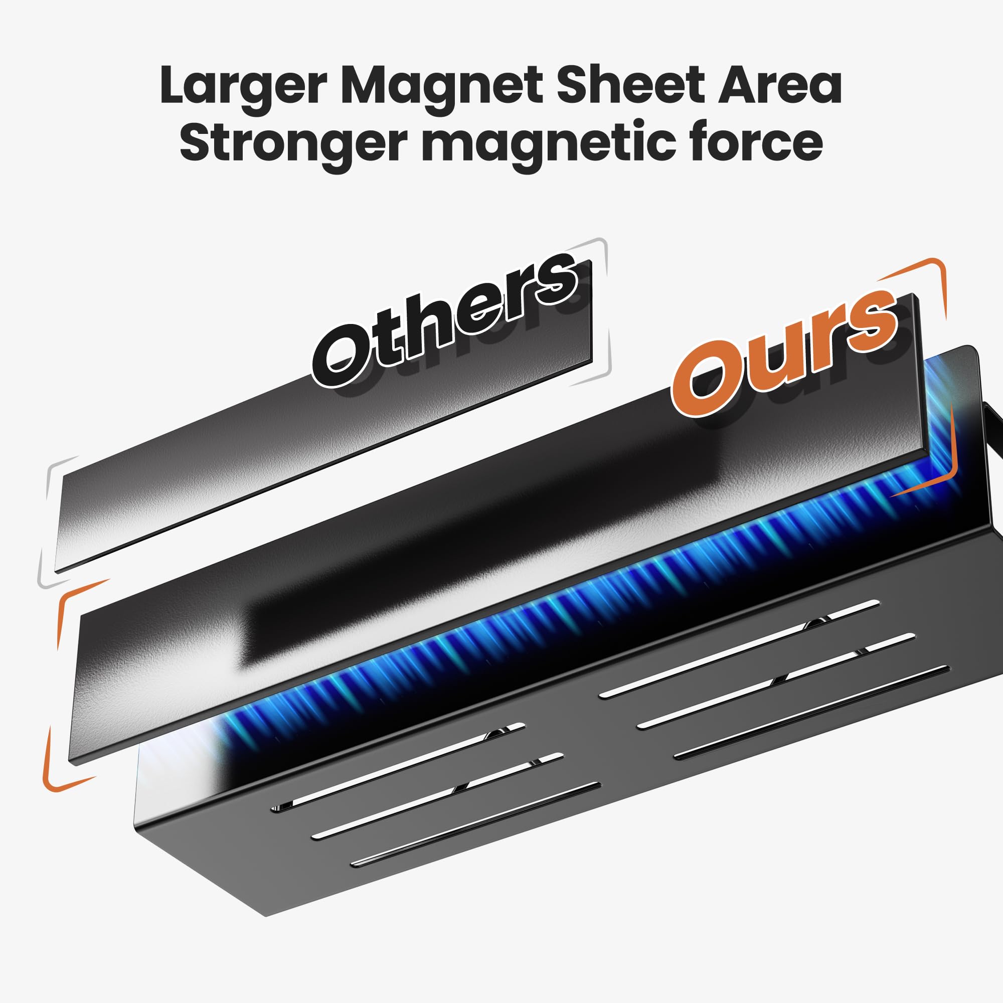Mystozer 42 cm breites magnetisches Gewürzregal für Kühlschrank, 4 Stück, Metall-Kühlschrankregal, Schwarz