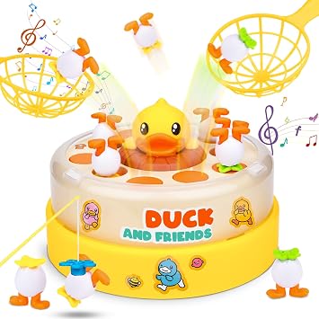 Vibbang Duck Dash Jumping Duck Game, Ducks Dash Game Fishing Catching Music Games for Kid, Pop Up Duckdash Board Game, Tabletop Family Games, Educational Jumping Frog Toys Gift for Boy Girl