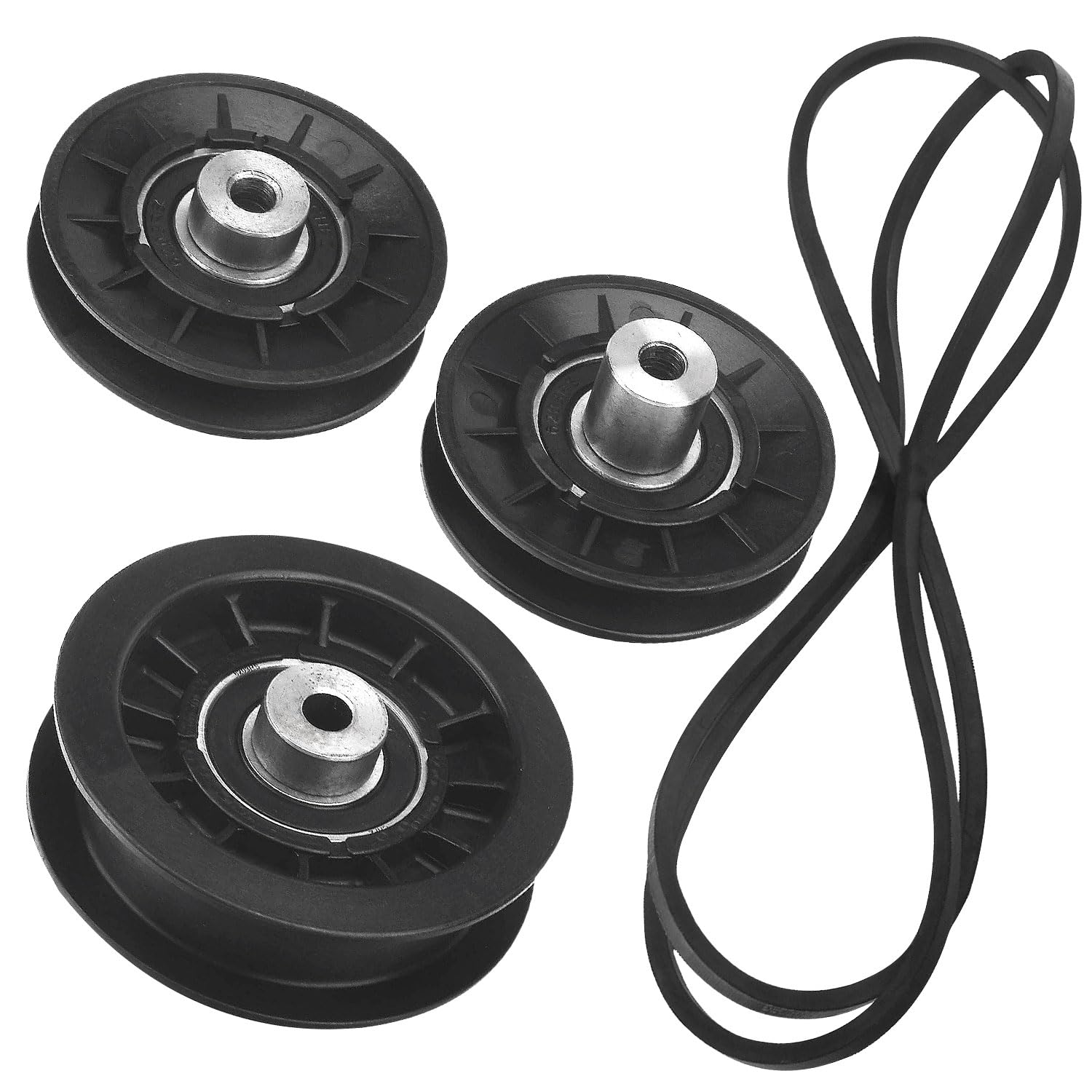 AM121967 AM121968 AM121970 Idler Pulley Kit & M126009 Mower Drive Belt (86"X0.5") for John-Deere S-abre S-cotts LT133 LT150 LT155 LT166 STX38 STX46 Replaces AM104666 AM104019 78-130