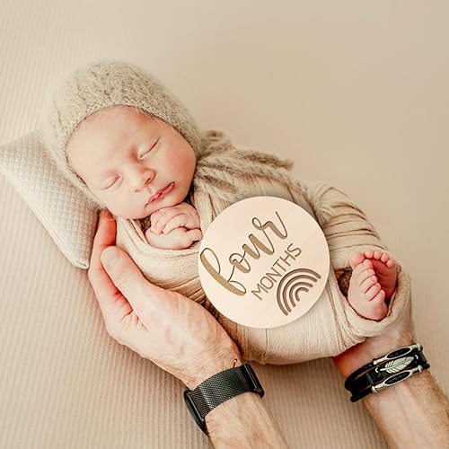 Miniatura 5 de Letrero mensual de bebé, letrero de anuncio de madera para bebé, hito mensual del bebé, tarjeta de hito mensual para bebé niña o niño, marcadores de