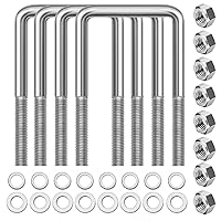 Vista 9 de 4 juegos de pernos en U cuadrados de acero inoxidable 304, pernos en U de 3 pulgadas de ancho, 1/2" D x 3-1/16" W x 4-5/16" L pernos en U