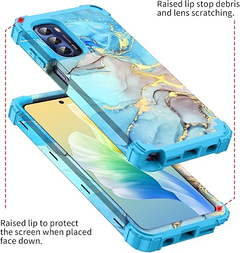 Miniatura 4 de Funda para Moto G Stylus 2022 5G4G, diseño de mármol, tres capas, resistente, protección a prueba de golpes, plástico duro, goma de silicona suave,
