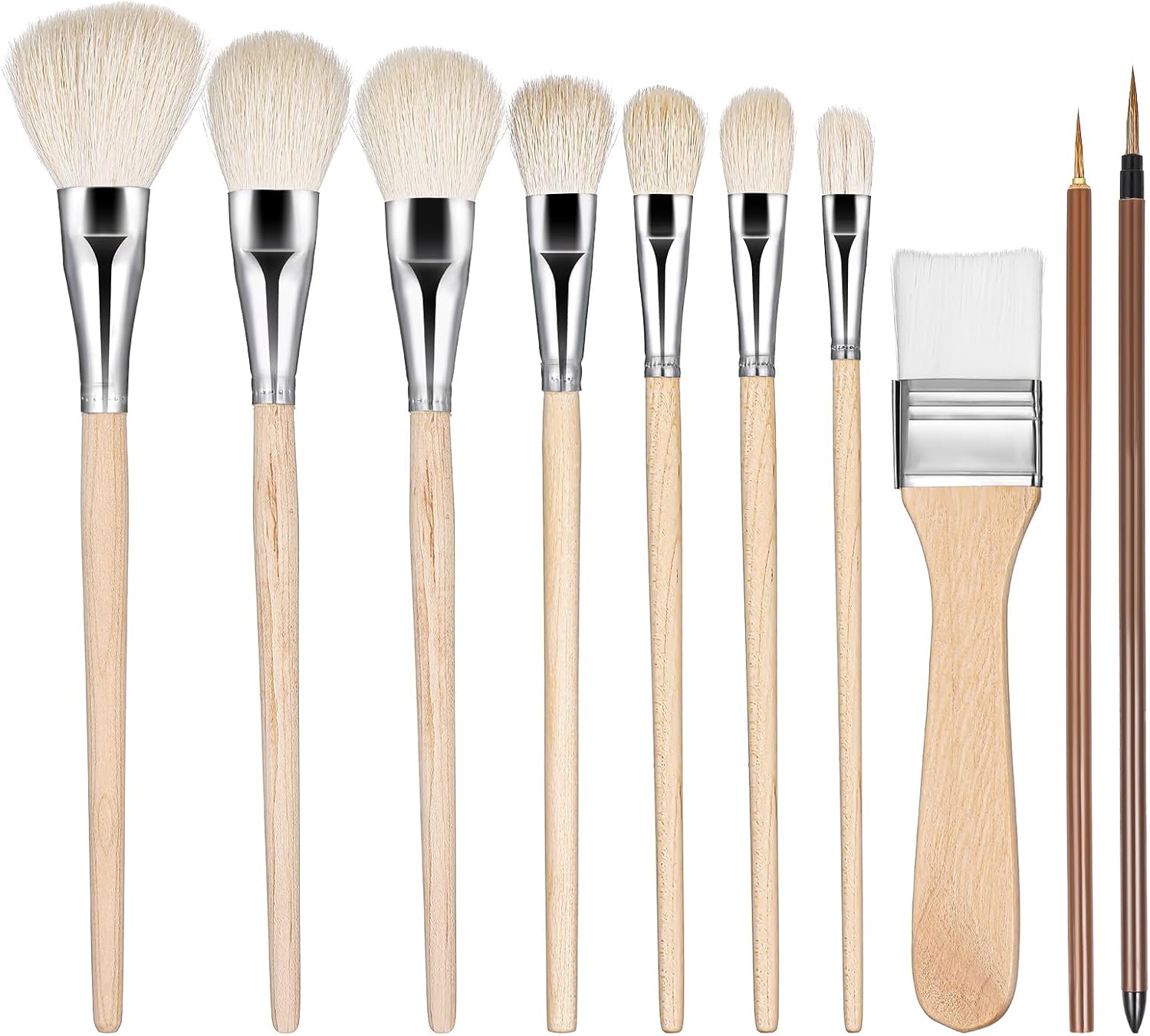Hpmjz 10 Pcs Pottery Glaze Brushes Glazing Goat Hair Blending - View #9