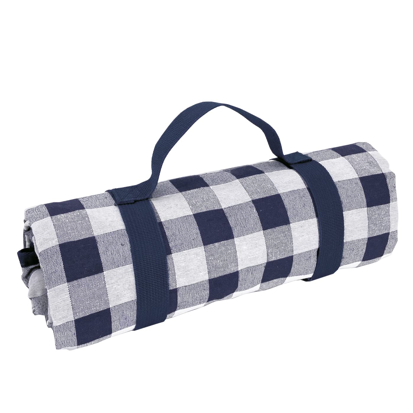 Les Jardins de la Comtesse - Mantel de Picnic Cuadrado Azul - Algodón y Reverso Estanco - 140 x 140 cm - 2/4 Personas - Cuadros Azules y Blancos - Manta/Alfombra de Picnic Plegable y Portátil