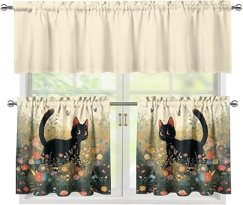 Miniatura 44 de Cortinas de Cocina con Patrón de Gallo Juego de 3 Piezas Elegante Juego de Cortinas de Cocina y Cenefas Elegante Juego de Cortinas de Sombra para