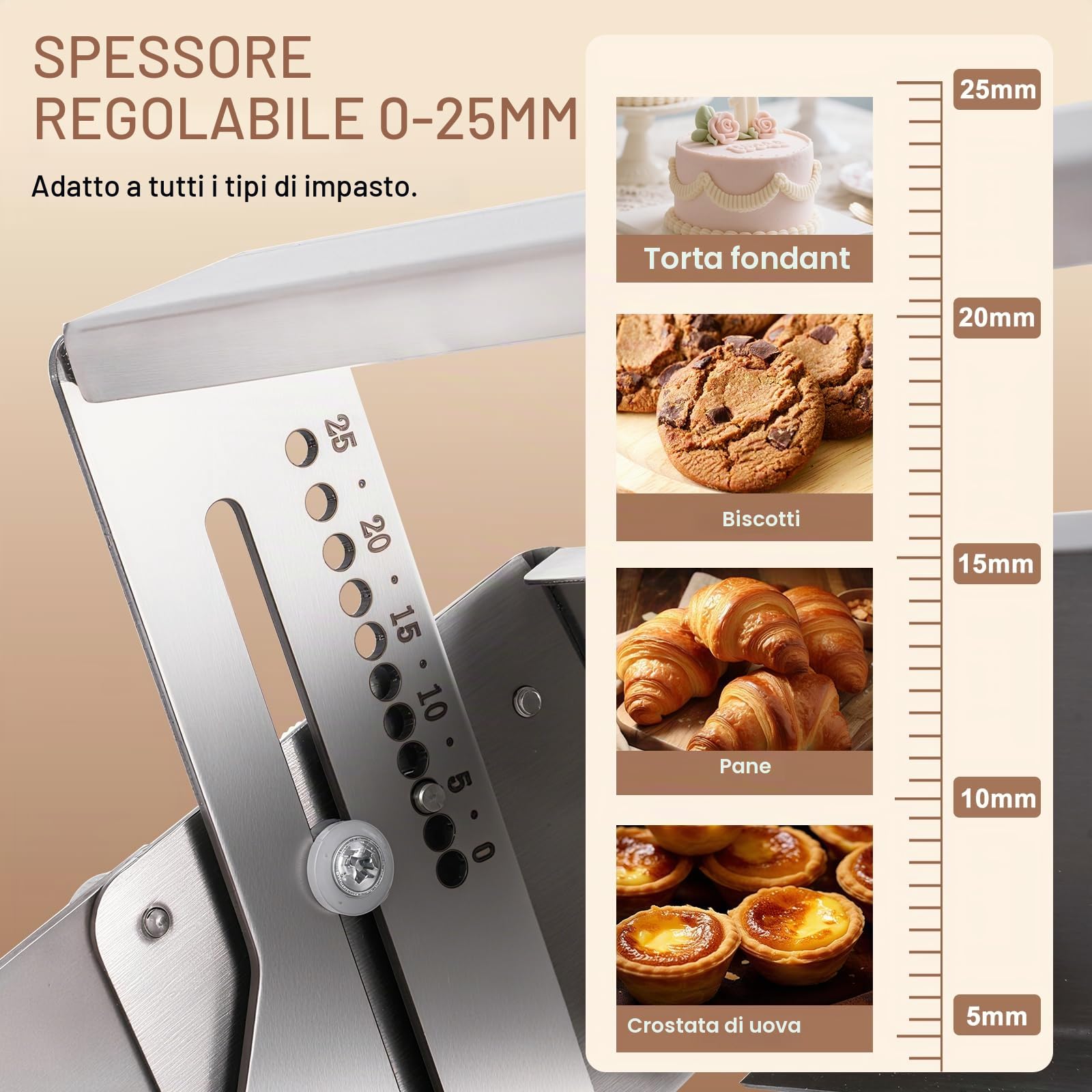 YUCHENGTECH Sfogliatrice Pasticceria Manuale Pieghevole 40cm | Sfogliatrice Manuale in Acciaio Inossidabile,Spessore Regolabile da 2,5 a 25 mm per Croissant Pasta Sfoglia Pizza