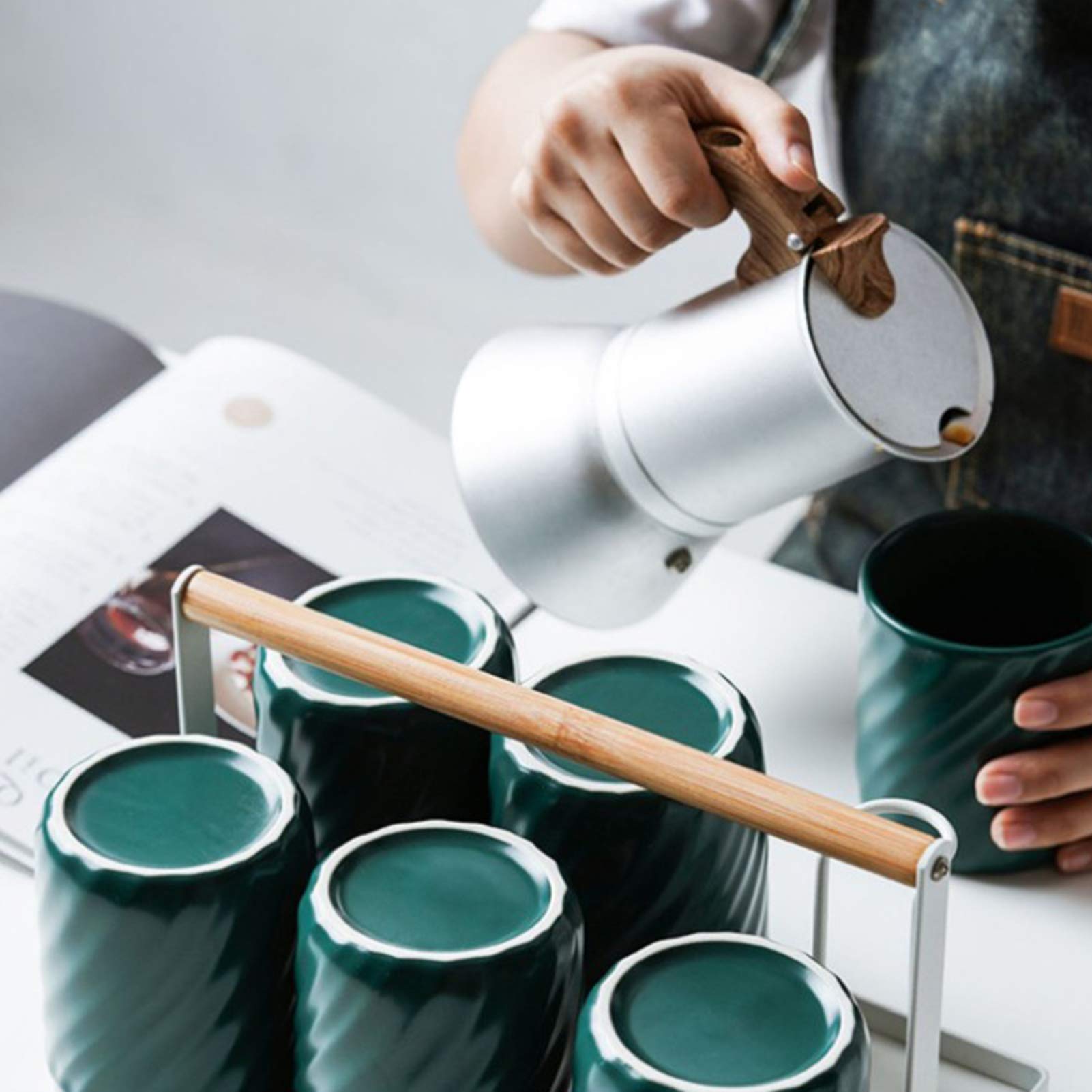 Cafetera de 150 ml Moka Pot de 3 tazas para estufa, cafetera italiana de acero inoxidable (150 ml)