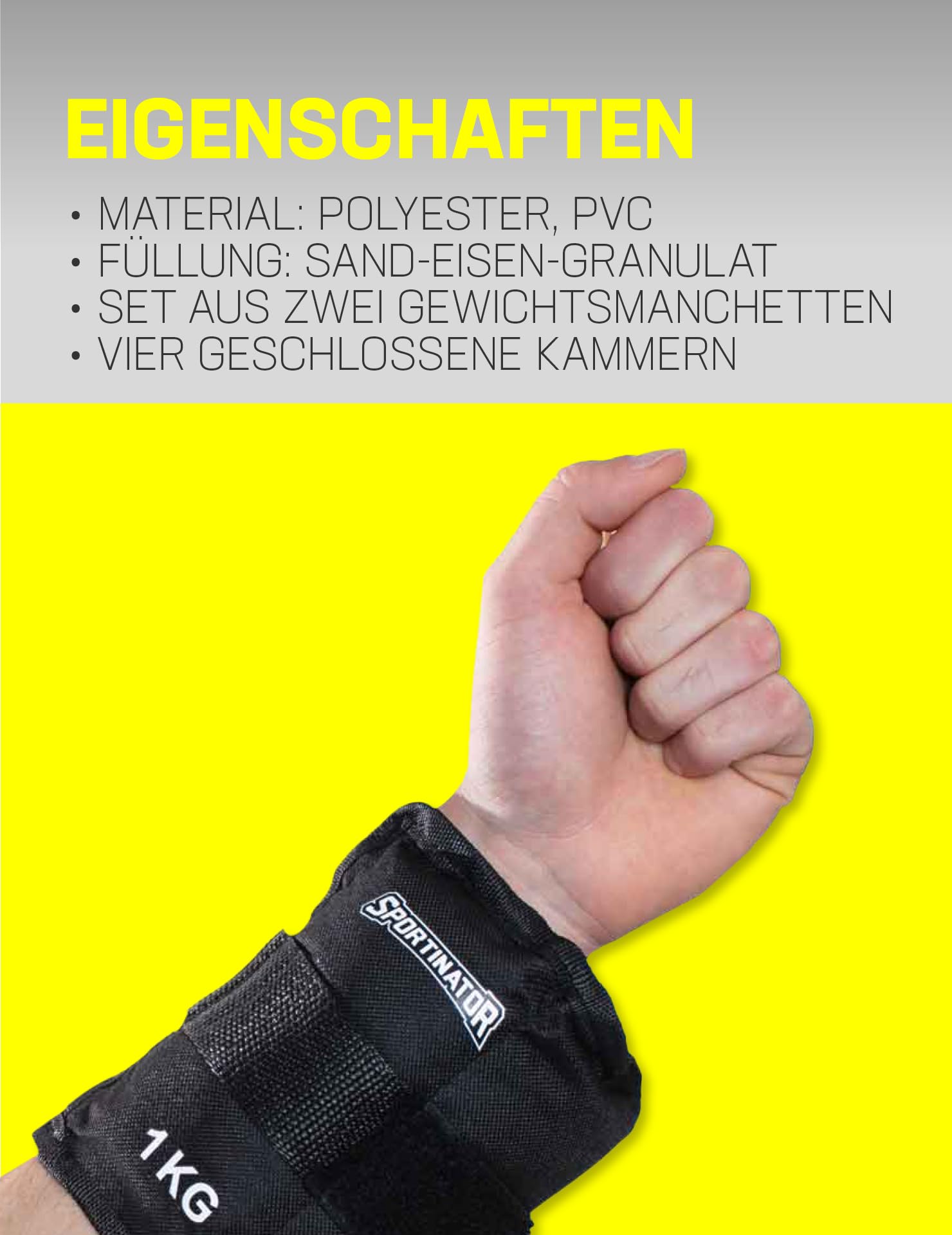 SPORTINATOR Arm- & Bein-Gewichtsmanschetten 1 kg 2 Stück