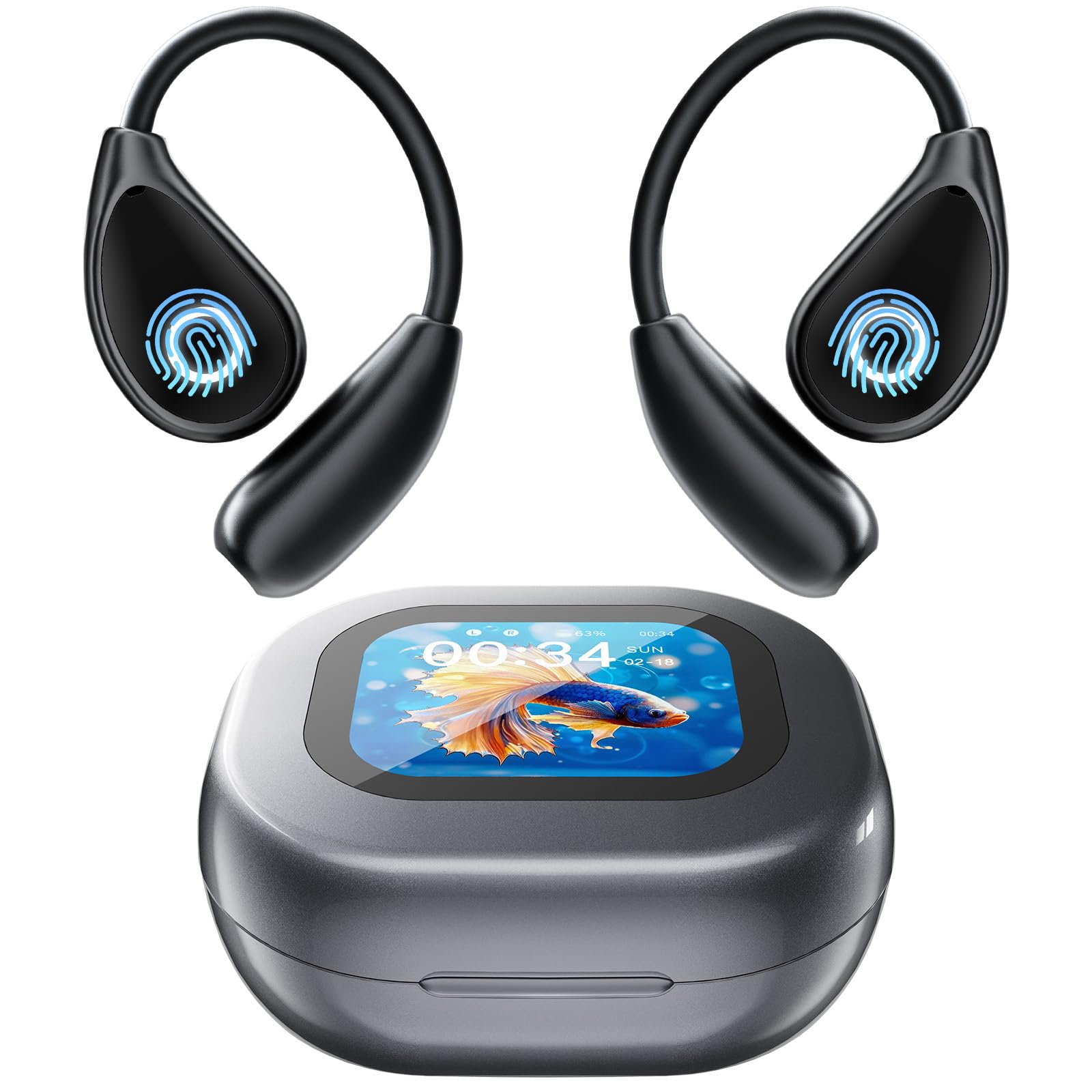 AI Auriculares Traductor en Tiempo Real, 8 Modos Traducción con 164 Idiomas, Bluetooth 5.4 & Pantalla LED, 4 en 1 Open Ear AI Auriculares Traductores para Viajes Negocios, Aprendizaje