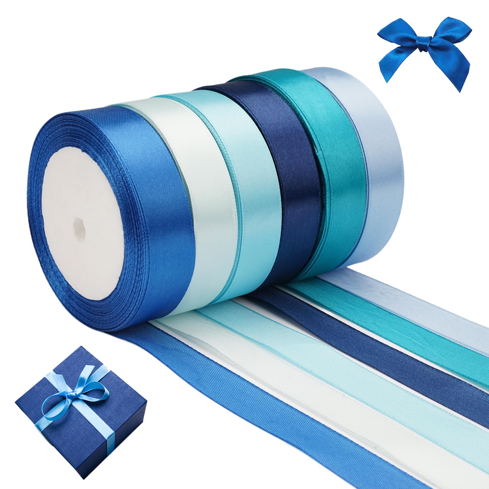 PATIKIL Nastro A Righe Candy 9,8 Yard X 15 Mm – Blu Navy E Bianco – Rotolo In Tessuto Per Regali, Ghirlande E Decorazioni Natalizie