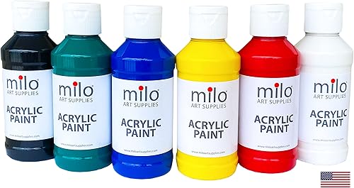milo Juego de 6 colores de pintura acrílica botellas de 4 onzas paquete de pintura acrílica de colores primarios para estudiantes fabricado en los disponible en Yaxa Colombia