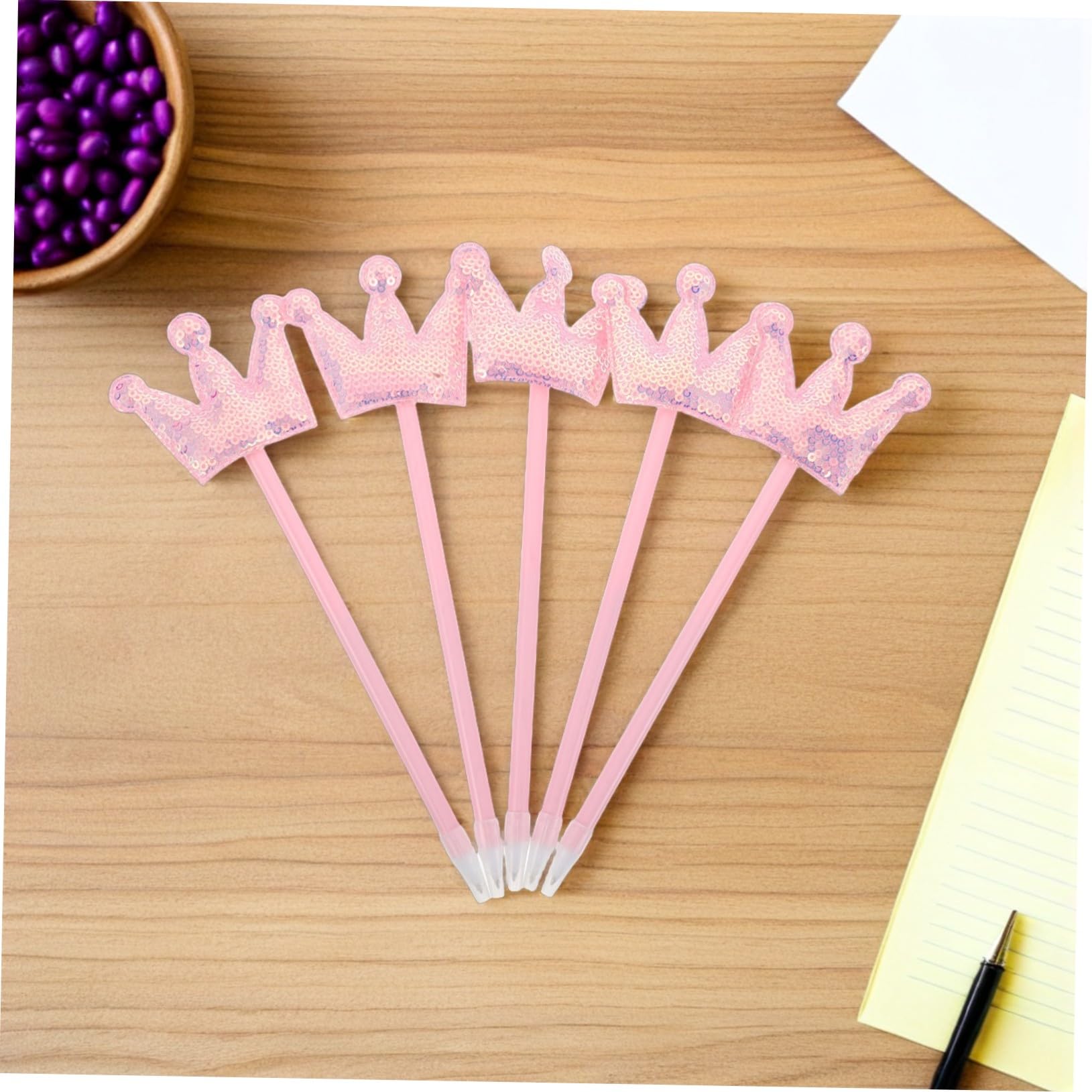 HOMSFOU 5pièces Stylos à Bille Bling pour Femmes Stylos Gel à Paillettes à Spirale à Paillettes Fournitures Scolaires Bureau