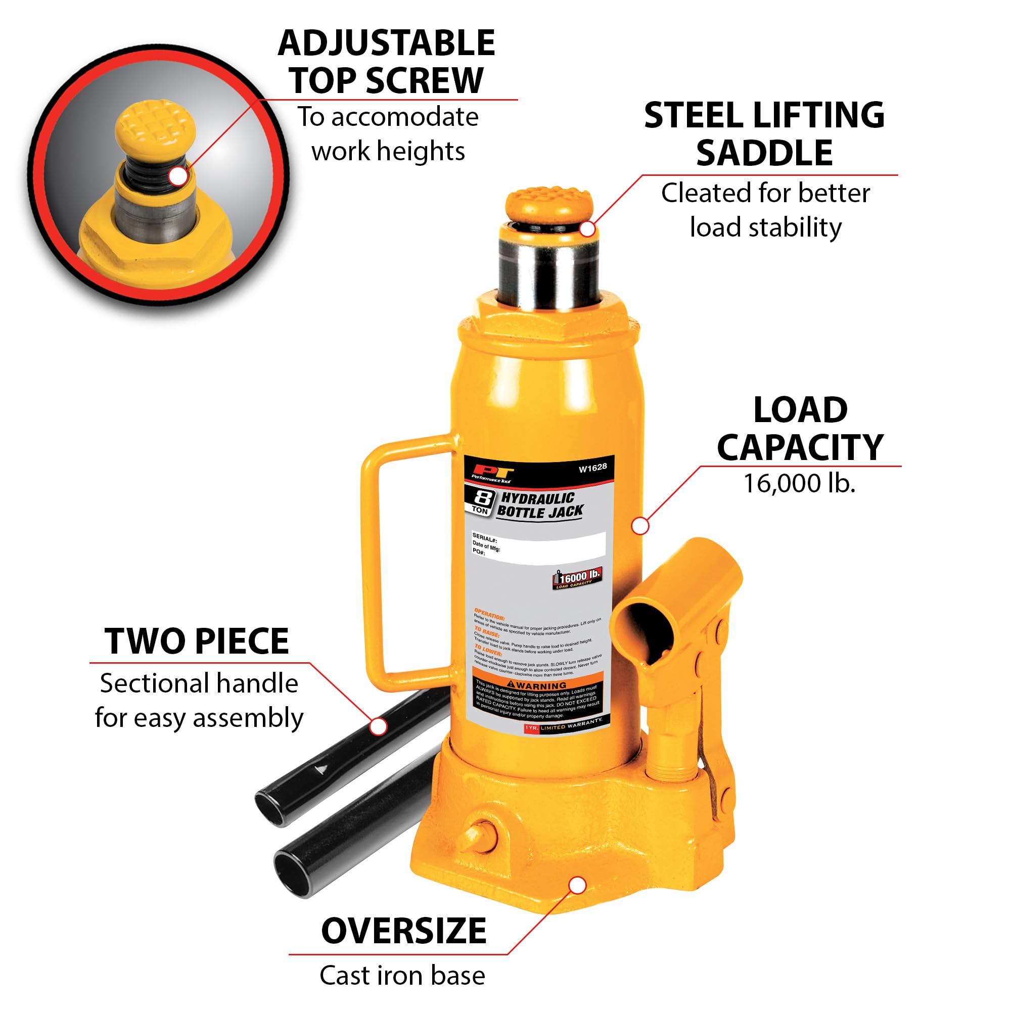 Amazon.com: Performance Tool W1628 8-Ton (16,000 lbs.) Heavy Duty