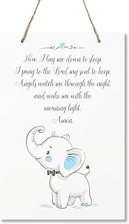 LifeSong Milestones Elephant Wall Decor Decorations signs for Kids, Bedroom, Nursery, Hallways, Babyâ€™s Boys and Girls room, Toddlers size 8â€ x 12â€ Proudly Made in USA (Now I lay me down to sleep blue)