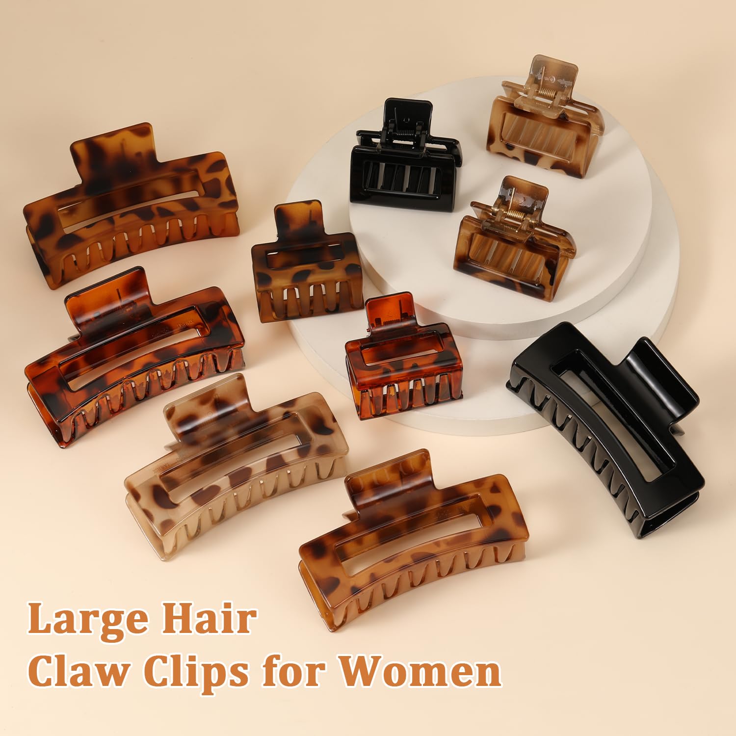 10 Pack Square Claw Clips, Big and Small Rectangle Hair Claw Clips, Non-slip Matte Large Hair Clips for Women, Strong Hold Claw Clips for Thick Thin Hair Accessories (Leopard Print Color) - Image 4