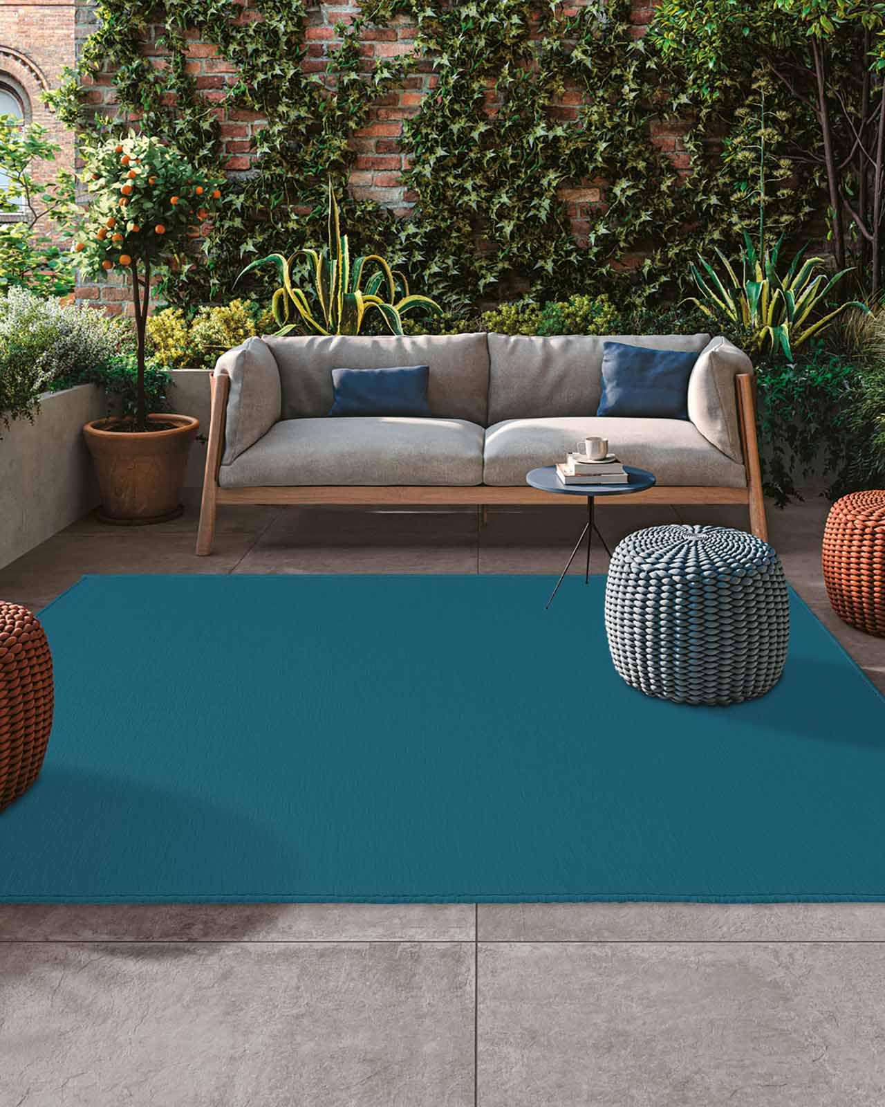 Outdoor Rug,5x8 ft Dark Teal Green Peacock Blue Absorbent Non Slip